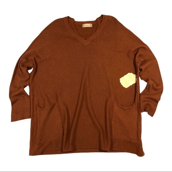 NWT Altar’d State Super Soft Patch Pocket V-Neck Tunic Brown Sweater M/L - Picture 1 of 11